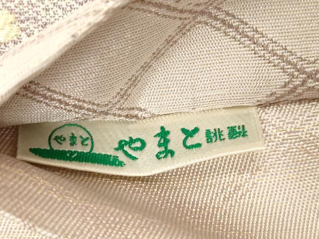 平和屋着物●十代目 歌舞伎役者 坂東三津五郎 西陣 勝山織物謹製 六通柄袋帯 花布季 色紙扇面桜文 金糸 証紙付き やまと誂製 CABG2855dy