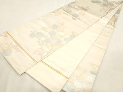 平和屋着物●織物一筋名門　織悦　全通柄　本袋帯　枝花文　金銀糸　正絹　逸品　CABG2856dy