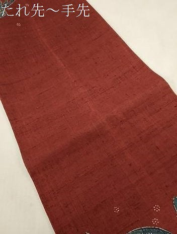 平和屋着物●太鼓柄袋帯　生紬　更紗花文　正絹　逸品　CABG2858dy