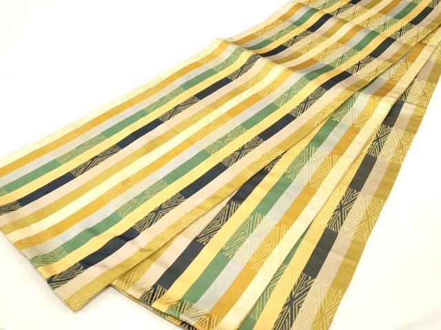 平和屋着物●全通柄　本袋帯　幾何学文　正絹　逸品　CABG2863dy