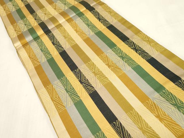 平和屋着物●全通柄　本袋帯　幾何学文　正絹　逸品　CABG2863dy