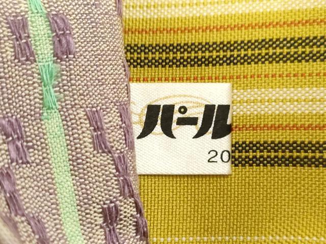 平和屋着物●両面　全通柄袋帯　花織　紬地　横段文　正絹　逸品　CABG2864dy