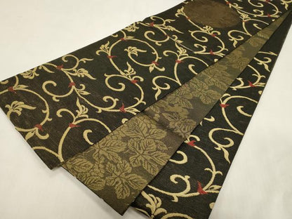 平和屋着物▽両面　六通柄袋帯　スリーシーズン　春夏秋　人物丸文　金糸　正絹　逸品　未使用　CABG2865dy