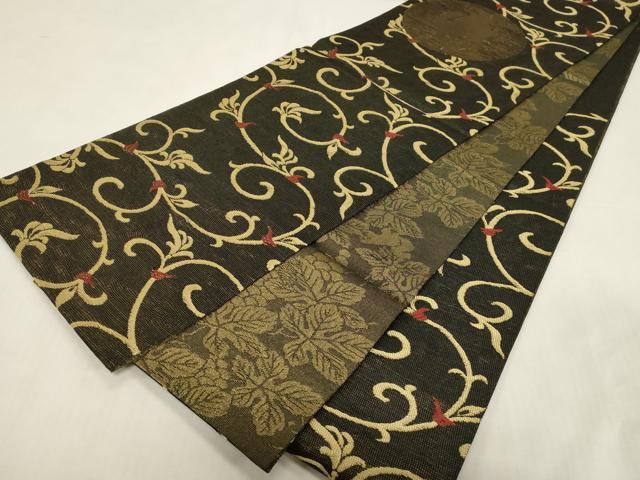 平和屋着物▽両面　六通柄袋帯　スリーシーズン　春夏秋　人物丸文　金糸　正絹　逸品　未使用　CABG2865dy