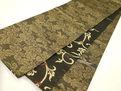 平和屋着物▽両面　六通柄袋帯　スリーシーズン　春夏秋　人物丸文　金糸　正絹　逸品　未使用　CABG2865dy