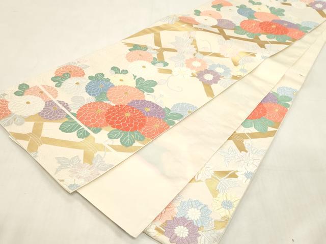 平和屋着物●六通柄　本袋帯　唐織　籬草花文　金糸　正絹　逸品　CABG2867dy