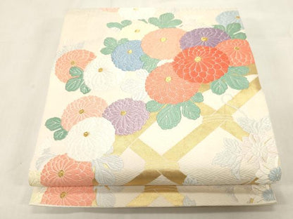平和屋着物●六通柄　本袋帯　唐織　籬草花文　金糸　正絹　逸品　CABG2867dy