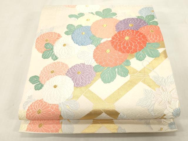 平和屋着物●六通柄　本袋帯　唐織　籬草花文　金糸　正絹　逸品　CABG2867dy
