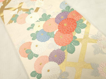 平和屋着物●六通柄　本袋帯　唐織　籬草花文　金糸　正絹　逸品　CABG2867dy