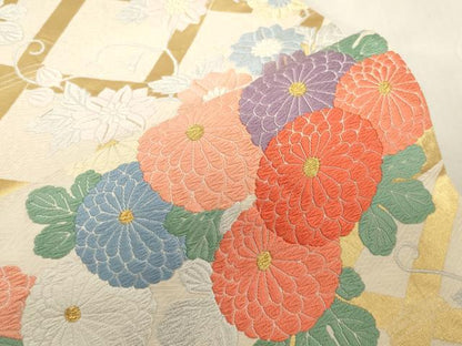 平和屋着物●六通柄　本袋帯　唐織　籬草花文　金糸　正絹　逸品　CABG2867dy