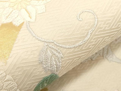 平和屋着物●六通柄　本袋帯　唐織　籬草花文　金糸　正絹　逸品　CABG2867dy