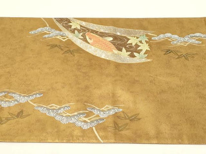 平和屋着物●六通柄袋帯　作家物　手描き　鯉　金彩　引箔　正絹　逸品　CABG2868dy