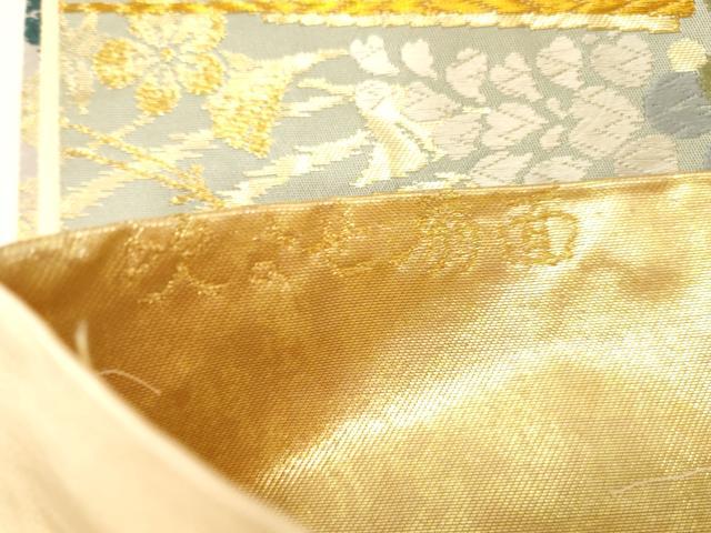平和屋着物●六通柄袋帯　唐織　唐三彩　吹よせ扇面　金糸　正絹　逸品　CABG2879dy