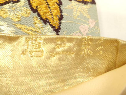 平和屋着物●六通柄袋帯　唐織　唐三彩　吹よせ扇面　金糸　正絹　逸品　CABG2879dy