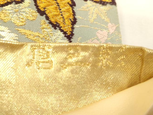 平和屋着物●六通柄袋帯　唐織　唐三彩　吹よせ扇面　金糸　正絹　逸品　CABG2879dy