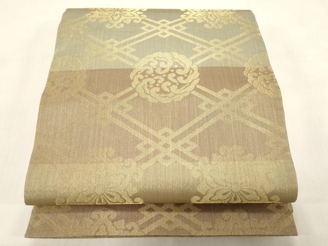 平和屋着物●両面　六通柄袋帯　室町源　唐織　双鶴文　金糸　正絹　逸品　CABG2883dy
