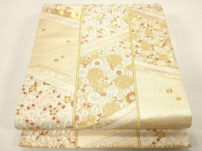 平和屋着物●西陣の名門　加納幸謹製　六通柄袋帯　花尽くし文　金糸　正絹　逸品　CABG2888dy