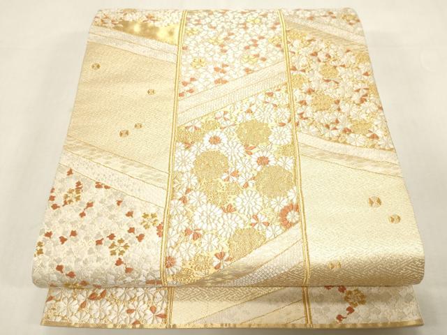 平和屋着物●西陣の名門　加納幸謹製　六通柄袋帯　花尽くし文　金糸　正絹　逸品　CABG2888dy
