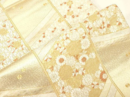 平和屋着物●西陣の名門　加納幸謹製　六通柄袋帯　花尽くし文　金糸　正絹　逸品　CABG2888dy