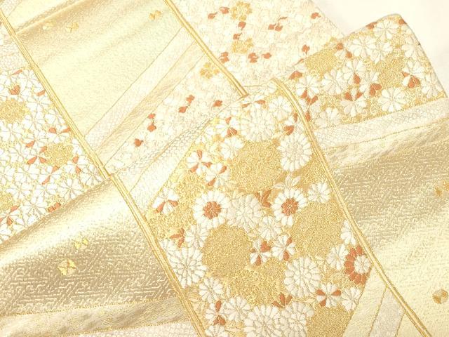 平和屋着物●西陣の名門　加納幸謹製　六通柄袋帯　花尽くし文　金糸　正絹　逸品　CABG2888dy