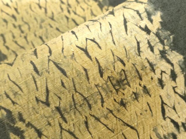 平和屋着物●両面　全通柄袋帯　紬地　杢目絞り　色紙文　正絹　逸品　CABG2889dy
