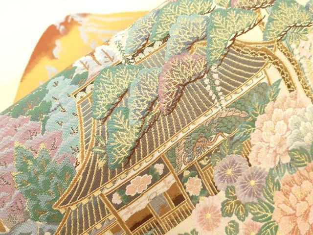 平和屋着物●六通柄袋帯　招福図　金糸　証紙・色紙付き　正絹　逸品　CABG2890dy