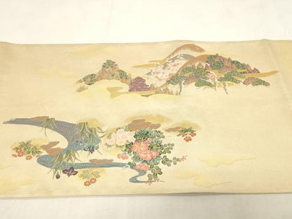 平和屋着物●六通柄袋帯　招福図　金糸　証紙・色紙付き　正絹　逸品　CABG2890dy