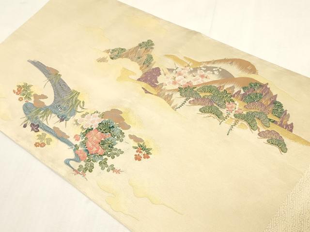 平和屋着物●六通柄袋帯　招福図　金糸　証紙・色紙付き　正絹　逸品　CABG2890dy