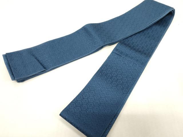 平和屋着物●男性　角帯　幾何学花文　青藍色　未使用　CABG2896dy