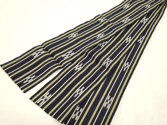 平和屋着物●男性　沖縄県伝統工芸品　八重山ミンサー　手織り　角帯　幾何学間道　証紙付き　紙箱付き　綿　逸品　CABG2900dy