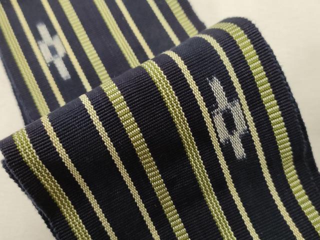平和屋着物●男性　沖縄県伝統工芸品　八重山ミンサー　手織り　角帯　幾何学間道　証紙付き　紙箱付き　綿　逸品　CABG2900dy