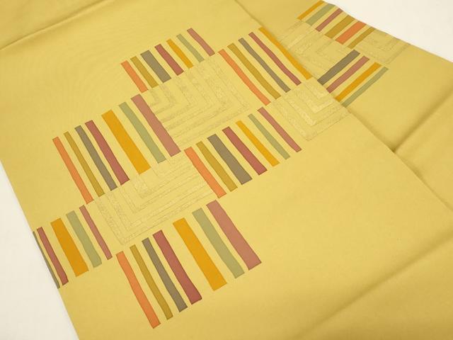 平和屋着物●塩瀬　九寸名古屋帯　幾何学文　金彩　正絹　逸品　CABG2904dy