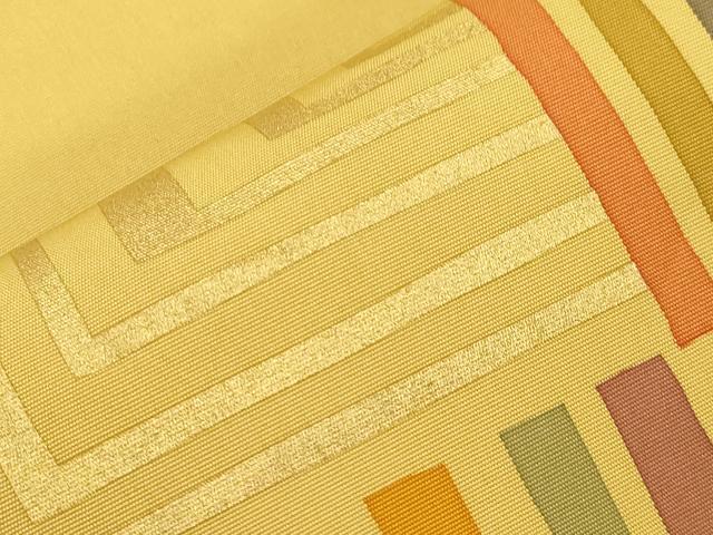 平和屋着物●塩瀬　九寸名古屋帯　幾何学文　金彩　正絹　逸品　CABG2904dy
