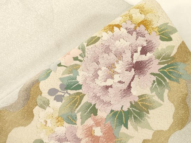 平和屋着物●爪掻き本綴れ　八寸名古屋帯　草花文　金銀糸　正絹　逸品　CABG2907dy