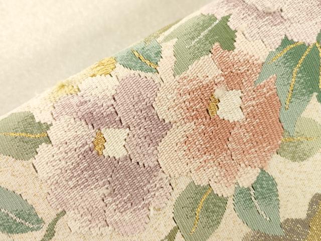 平和屋着物●爪掻き本綴れ　八寸名古屋帯　草花文　金銀糸　正絹　逸品　CABG2907dy