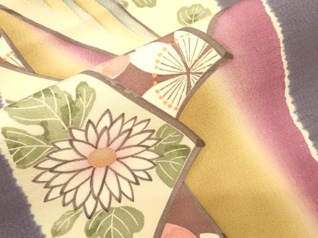 平和屋着物●摺型友禅　京都　多ち花 　全通柄九寸名古屋帯　花間道　正絹　逸品　未使用　CABG2909dy