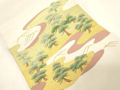 平和屋着物●爪掻き本綴れ　八寸名古屋帯　樹林文　金糸　正絹　逸品　CABG2915dy