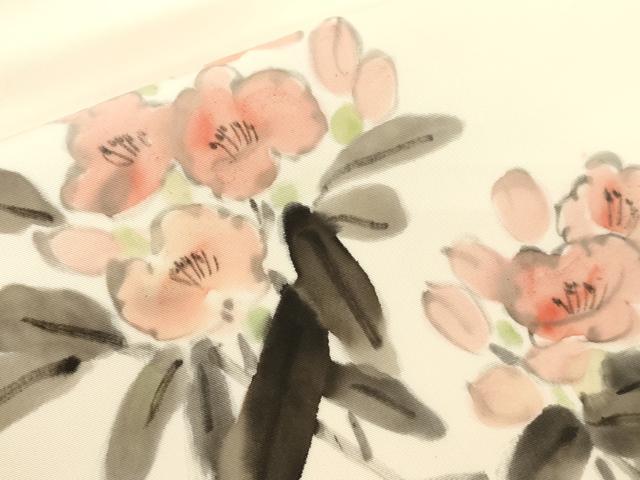平和屋着物●本加賀友禅作家　成竹登茂男　塩瀬　九寸名古屋帯　手描き　草花文　正絹　逸品　CABG2916dy