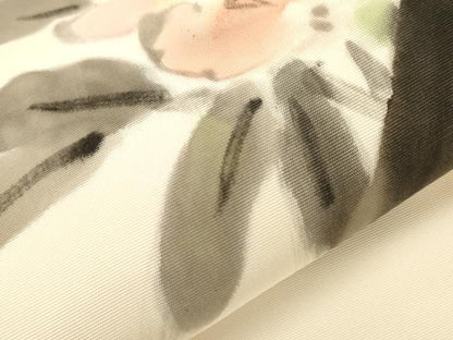 平和屋着物●本加賀友禅作家　成竹登茂男　塩瀬　九寸名古屋帯　手描き　草花文　正絹　逸品　CABG2916dy