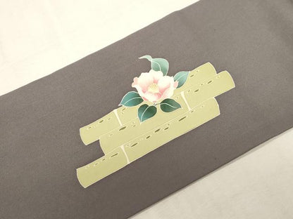 平和屋着物●塩瀬　九寸名古屋帯　友禅　筒花文　正絹　逸品　CABG2919dy