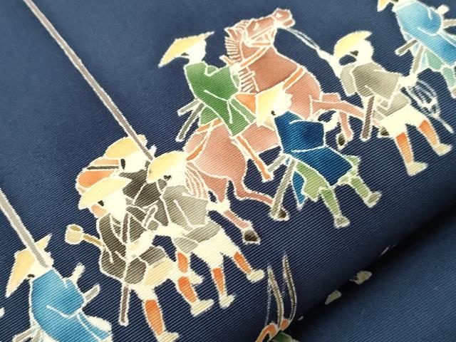平和屋着物●東京友禅　熊谷好博子　塩瀬　九寸名古屋帯　大名行列　正絹　逸品　CABG2922dy
