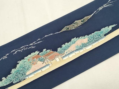 平和屋着物●東京友禅　熊谷好博子　塩瀬　九寸名古屋帯　大名行列　正絹　逸品　CABG2922dy