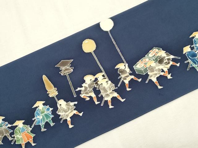 平和屋着物●東京友禅　熊谷好博子　塩瀬　九寸名古屋帯　大名行列　正絹　逸品　CABG2922dy