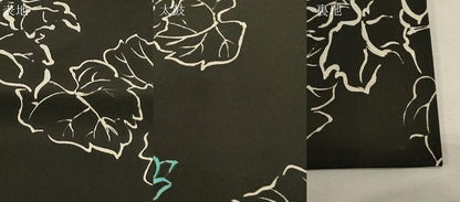 平和屋着物●全通柄九寸名古屋帯　ろうけつ染め　草木文　黒地　正絹　逸品　未使用　CABG2928dy
