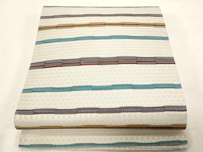 平和屋着物●六通柄袋帯　めがね織　横段文　正絹　逸品　CABG2934dy