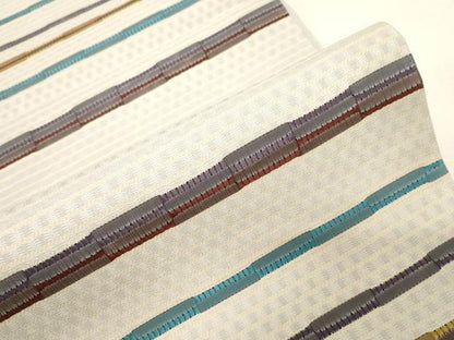 平和屋着物●六通柄袋帯　めがね織　横段文　正絹　逸品　CABG2934dy