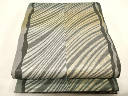 平和屋着物●両面　両方向　全通柄袋帯　斜線文　金銀糸　正絹　逸品　未使用　CABG2935dy
