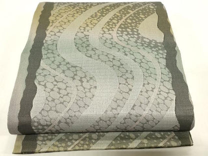 平和屋着物●両面　両方向　全通柄袋帯　斜線文　金銀糸　正絹　逸品　未使用　CABG2935dy