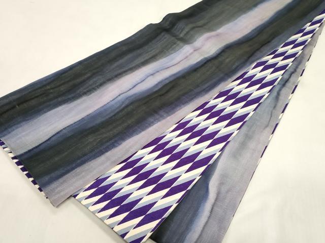 平和屋着物●両面　全通柄袋帯　幾何学文　正絹　逸品　未使用　CABG2937dy