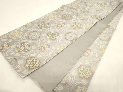 平和屋着物●六通柄袋帯　唐織　花丸文　金糸　正絹　逸品　CABG2941dy